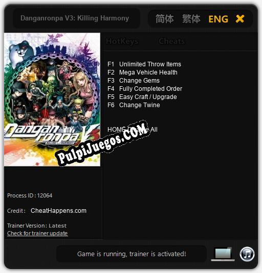 Entrenador liberado a Danganronpa V3: Killing Harmony [v1.0.6]