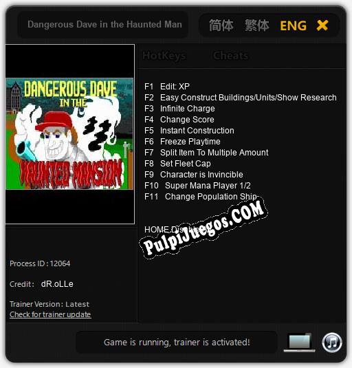 Dangerous Dave in the Haunted Mansion: Trainer +11 [v1.7]