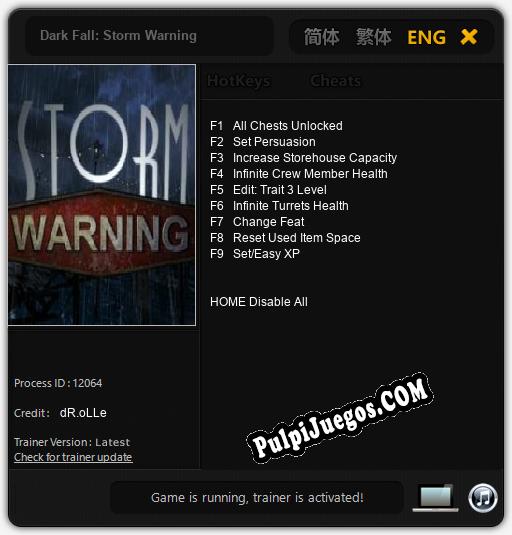 Dark Fall: Storm Warning: Cheats, Trainer +9 [dR.oLLe]