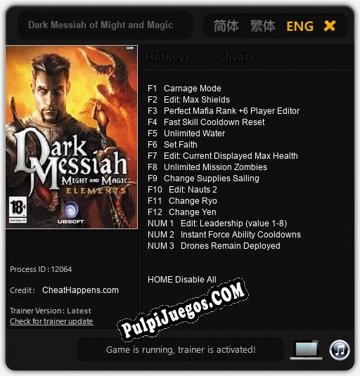 Entrenador liberado a Dark Messiah of Might and Magic [v1.0.6]