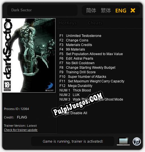 Entrenador liberado a Dark Sector [v1.0.6]