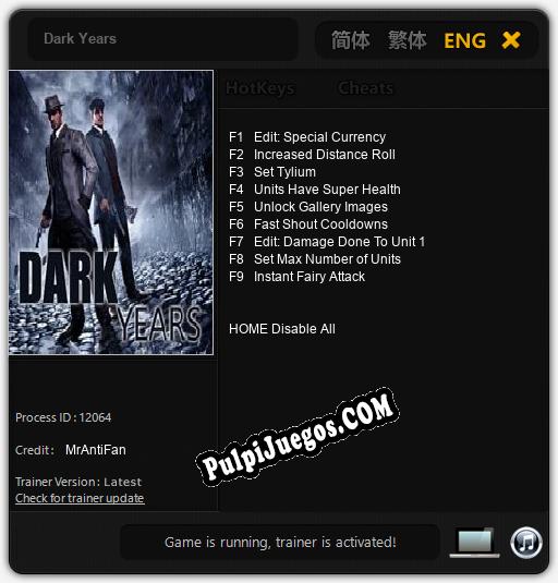 Entrenador liberado a Dark Years [v1.0.8]