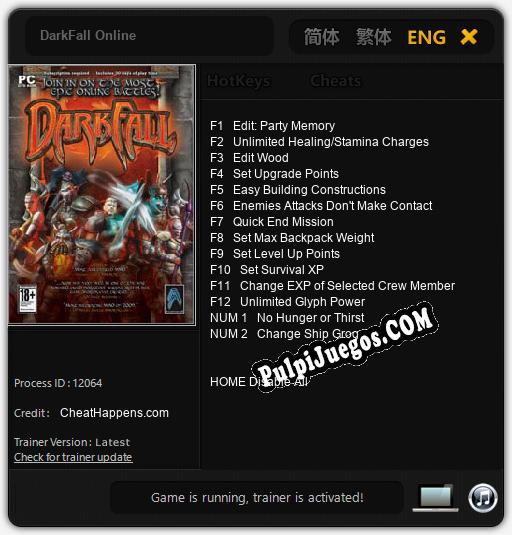 Entrenador liberado a DarkFall Online [v1.0.8]