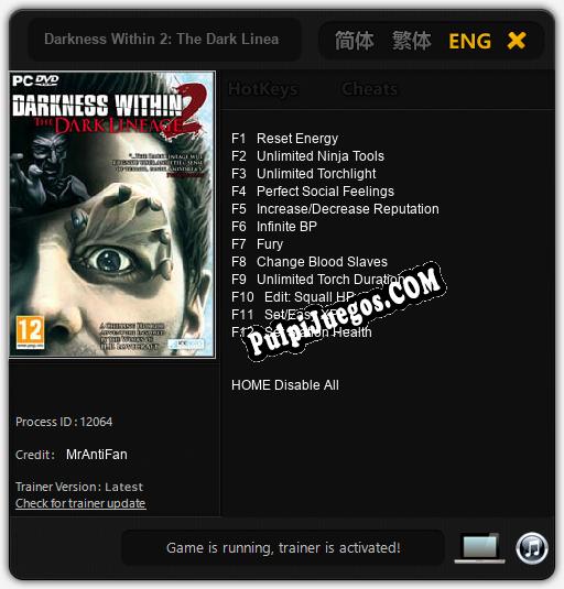 Darkness Within 2: The Dark Lineage: Treinador (V1.0.95)