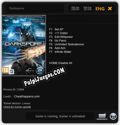 Entrenador liberado a Darkspore [v1.0.6]