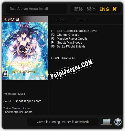 Date A Live: Arusu Install: Treinador (V1.0.23)