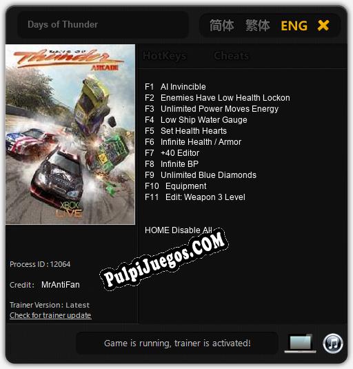 Entrenador liberado a Days of Thunder [v1.0.4]