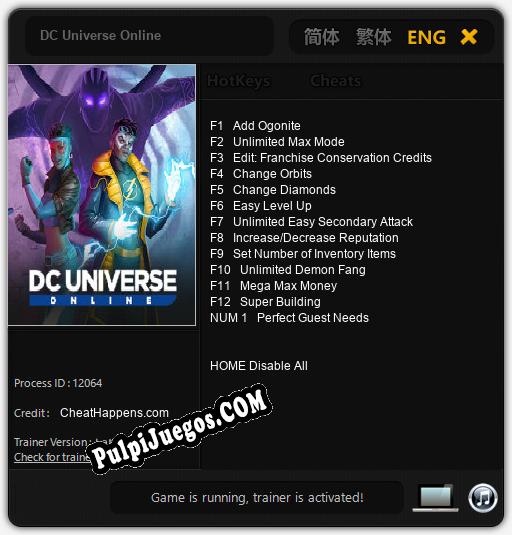 Entrenador liberado a DC Universe Online [v1.0.9]