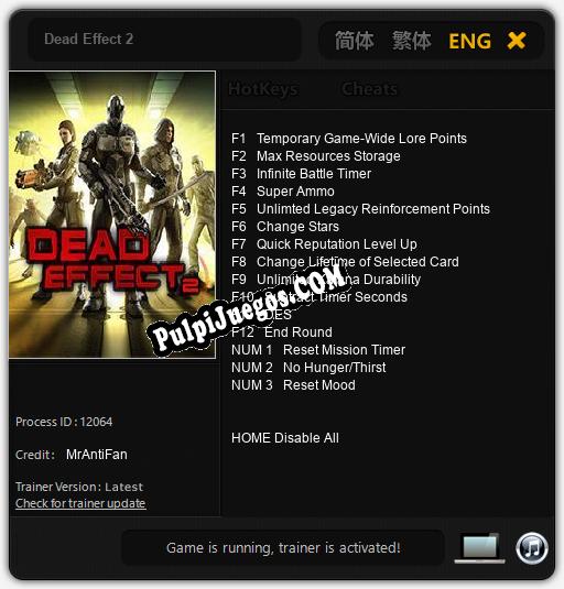 Dead Effect 2: Treinador (V1.0.81)