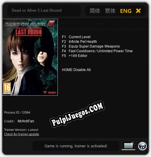 Entrenador liberado a Dead or Alive 5 Last Round [v1.0.5]