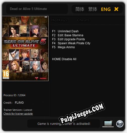 Entrenador liberado a Dead or Alive 5 Ultimate [v1.0.3]