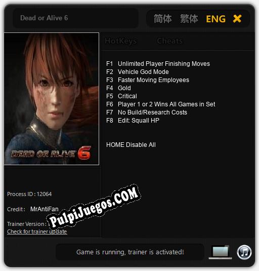 Dead or Alive 6: Cheats, Trainer +8 [MrAntiFan]