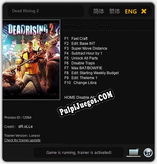 Entrenador liberado a Dead Rising 2 [v1.0.1]