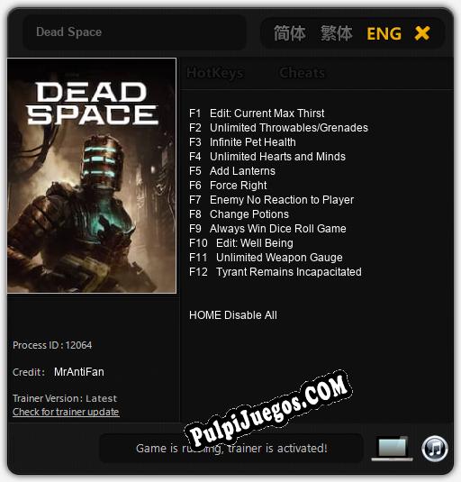 Dead Space: Cheats, Trainer +12 [MrAntiFan]