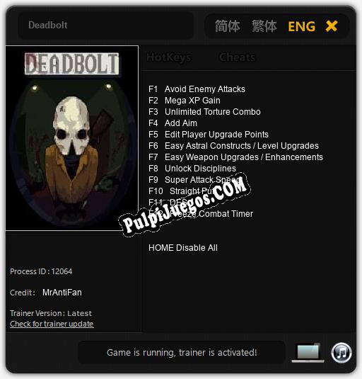 Entrenador liberado a Deadbolt [v1.0.8]