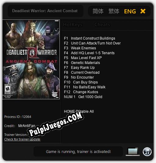 Deadliest Warrior: Ancient Combat: Cheats, Trainer +13 [MrAntiFan]