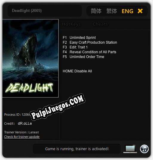 Deadlight (2005): Treinador (V1.0.23)