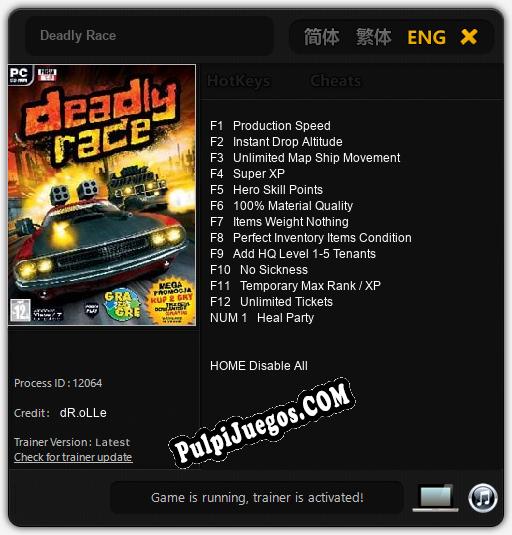 Deadly Race: Treinador (V1.0.90)