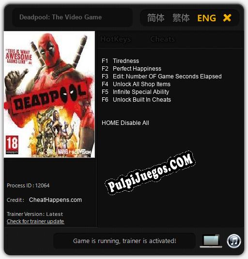 Deadpool: The Video Game: Cheats, Trainer +6 [CheatHappens.com]