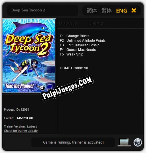 Deep Sea Tycoon 2: Treinador (V1.0.98)