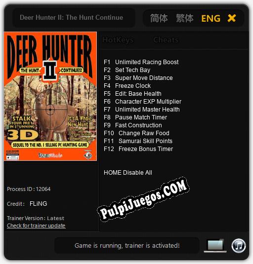 Deer Hunter II: The Hunt Continues: Cheats, Trainer +12 [FLiNG]