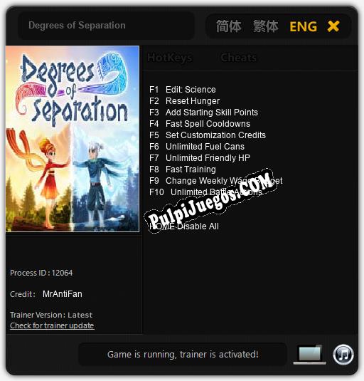 Degrees of Separation: Cheats, Trainer +10 [MrAntiFan]