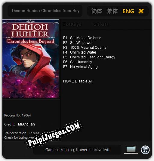 Entrenador liberado a Demon Hunter: Chronicles from Beyond [v1.0.9]