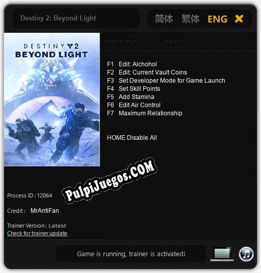 Destiny 2: Beyond Light: Cheats, Trainer +7 [MrAntiFan]