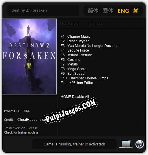 Destiny 2: Forsaken: Treinador (V1.0.31)