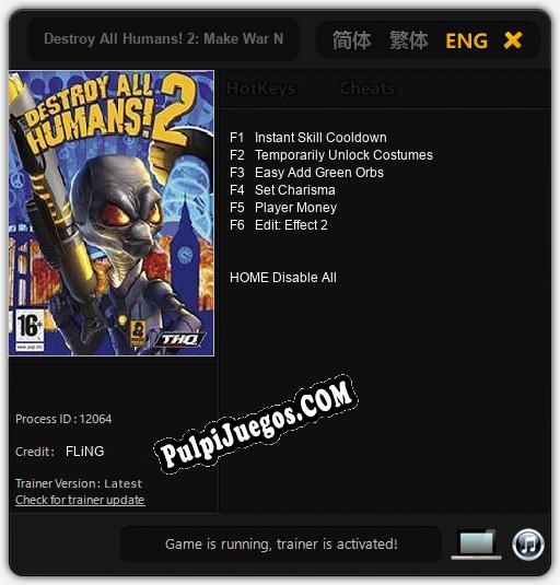 Destroy All Humans! 2: Make War Not Love: Trainer +6 [v1.2]