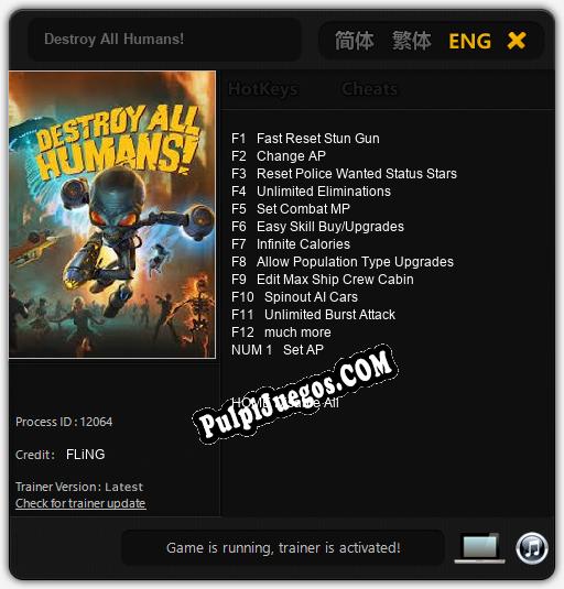 Destroy All Humans!: Cheats, Trainer +13 [FLiNG]