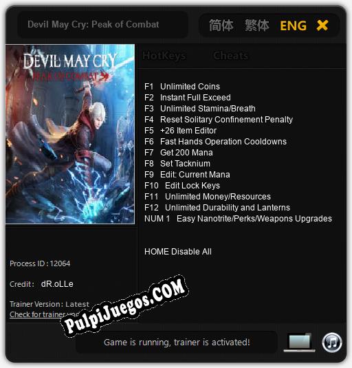 Devil May Cry: Peak of Combat: Treinador (V1.0.81)