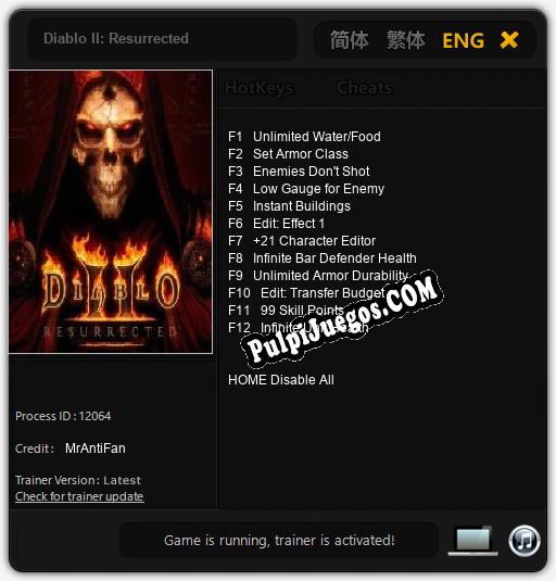 Entrenador liberado a Diablo II: Resurrected [v1.0.7]