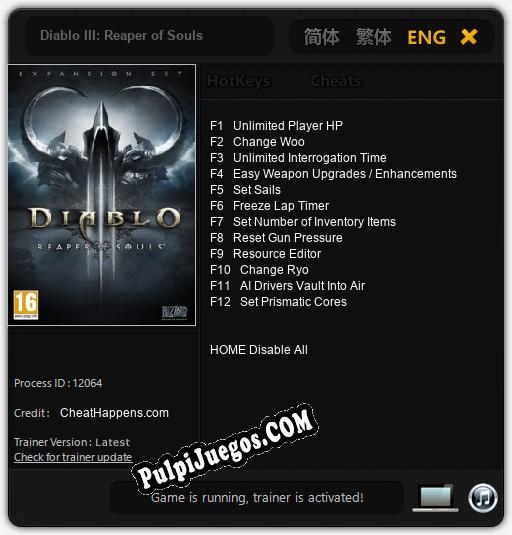 Diablo III: Reaper of Souls: Treinador (V1.0.6)