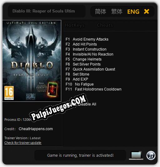 Diablo III: Reaper of Souls Ultimate Evil Edition: Trainer +11 [v1.8]