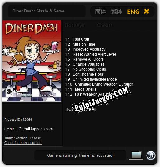 Diner Dash: Sizzle & Serve: Trainer +12 [v1.3]