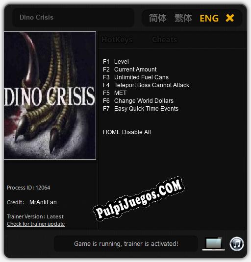 Dino Crisis: Trainer +7 [v1.9]