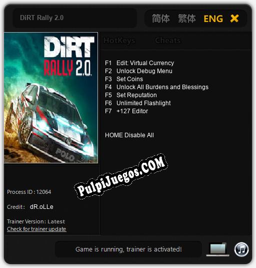 DiRT Rally 2.0: Trainer +7 [v1.6]