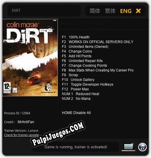 Entrenador liberado a DiRT [v1.0.7]