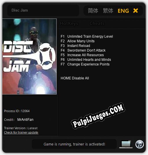 Disc Jam: Treinador (V1.0.20)