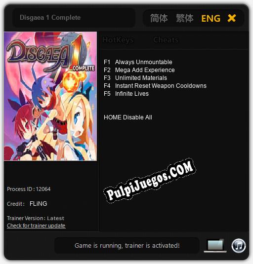 Disgaea 1 Complete: Trainer +5 [v1.2]