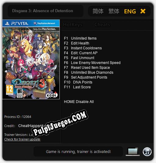 Disgaea 3: Absence of Detention: Treinador (V1.0.87)