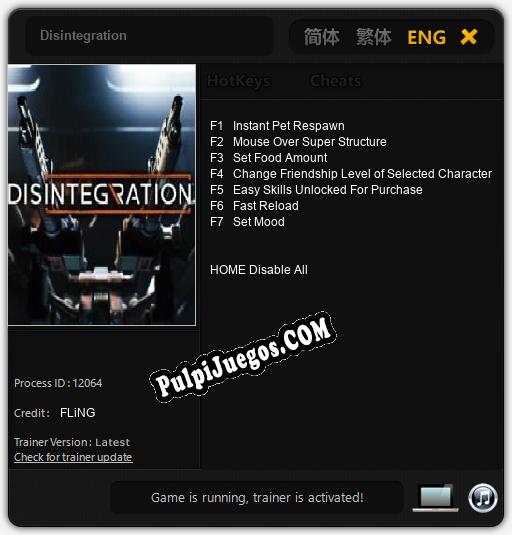 Disintegration: Cheats, Trainer +7 [FLiNG]