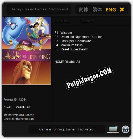 Disney Classic Games: Aladdin and The Lion King: Treinador (V1.0.4)