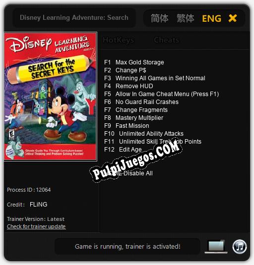 Entrenador liberado a Disney Learning Adventure: Search for the Secret Keys [v1.0.7]