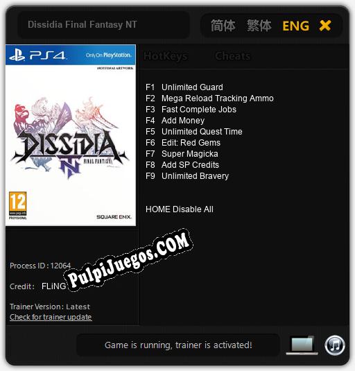 Entrenador liberado a Dissidia Final Fantasy NT [v1.0.6]