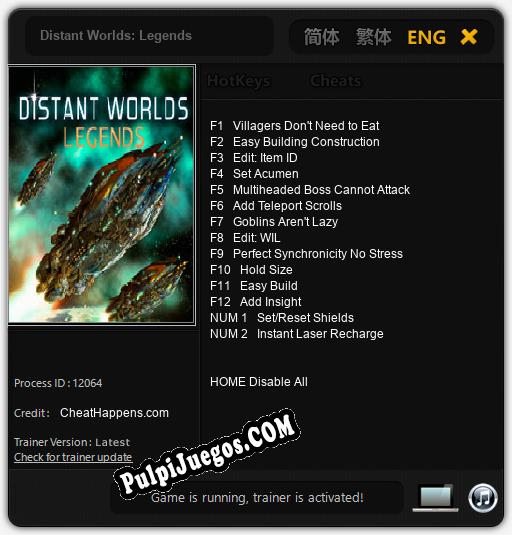 Entrenador liberado a Distant Worlds: Legends [v1.0.9]