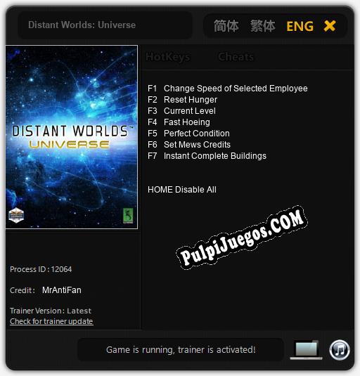 Distant Worlds: Universe: Treinador (V1.0.31)