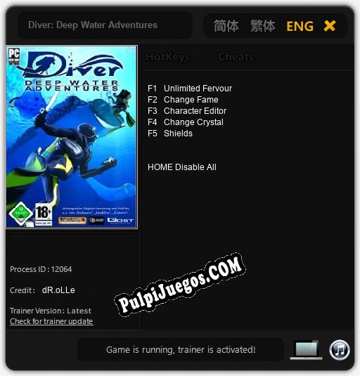 Diver: Deep Water Adventures: Trainer +5 [v1.3]