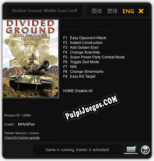 Divided Ground: Middle East Conflict 1948 1973: Trainer +9 [v1.8]